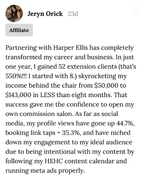 Testimonial screenshot