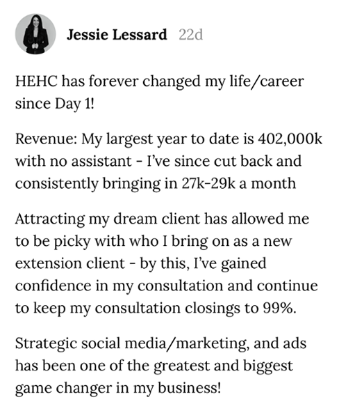 Testimonial screenshot